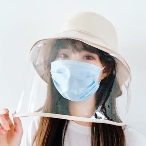 Removable face shield bucket hat (Beige)
